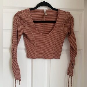 Free People Striped Ruched Top XS